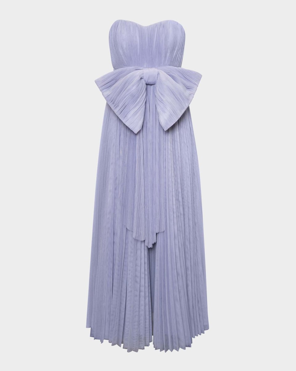 Cataline Strapless Bow-Front Pleated Tulle Gown